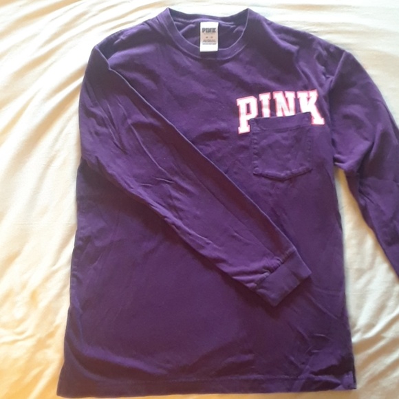 PINK Victoria's Secret Tops - Victoria's Secret PINK Burgundy Long Sleeve Tee